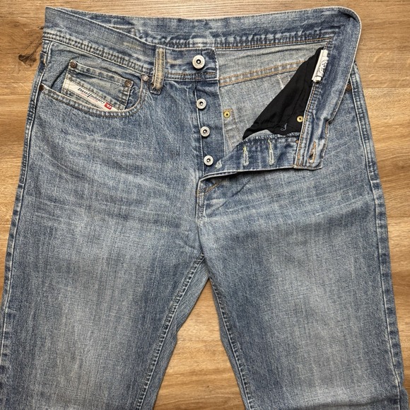 Diesel Jeans Men 31x34 Blue Kuratt Relaxed Fit Baggy Made Italy Button Fly Y2K - Picture 1 of 13